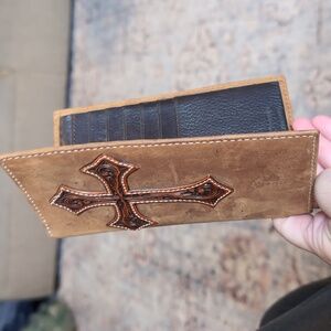 Nocona Genuine Leather Cross Wallet Billfold